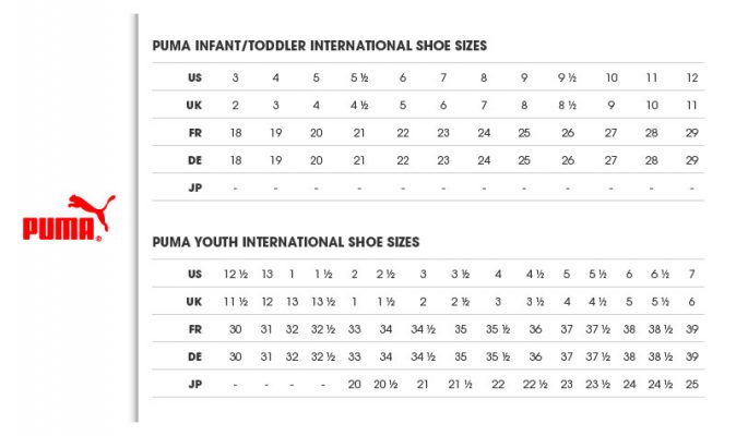 diadora size chart cm